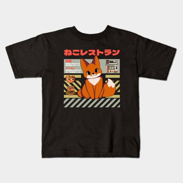 Neko Resto | Kawaii Ramen Cat Kids T-Shirt by Oiyo